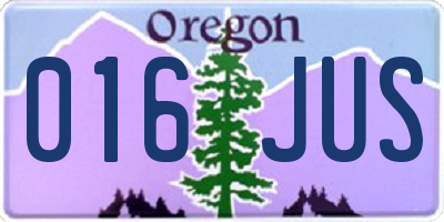 OR license plate 016JUS