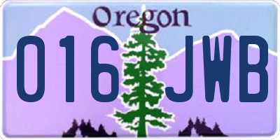 OR license plate 016JWB