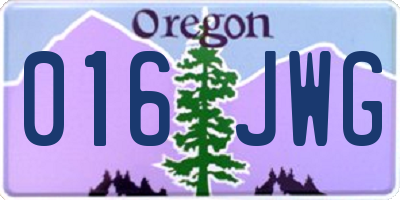 OR license plate 016JWG