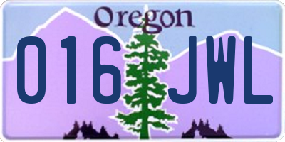 OR license plate 016JWL