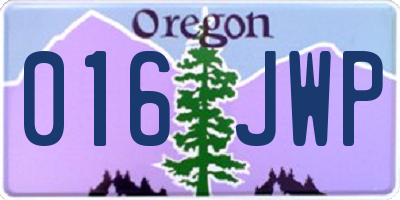 OR license plate 016JWP