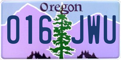 OR license plate 016JWU
