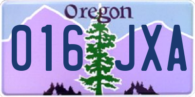 OR license plate 016JXA