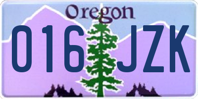 OR license plate 016JZK