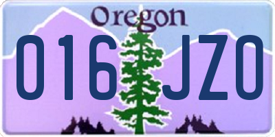 OR license plate 016JZO