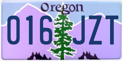 OR license plate 016JZT