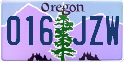 OR license plate 016JZW