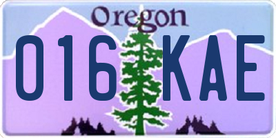 OR license plate 016KAE