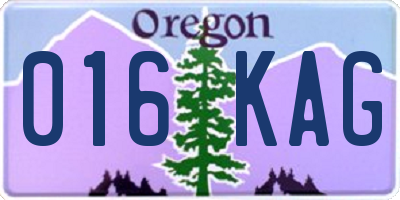 OR license plate 016KAG