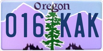 OR license plate 016KAK