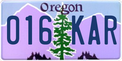 OR license plate 016KAR