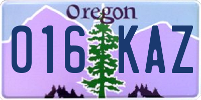 OR license plate 016KAZ