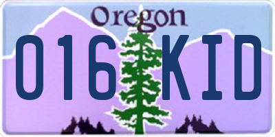 OR license plate 016KID
