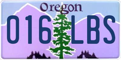 OR license plate 016LBS