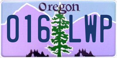 OR license plate 016LWP