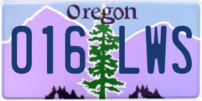 OR license plate 016LWS