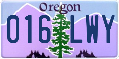 OR license plate 016LWY