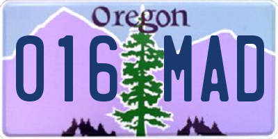 OR license plate 016MAD
