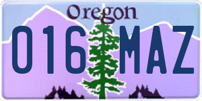 OR license plate 016MAZ