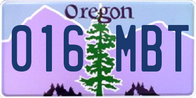 OR license plate 016MBT
