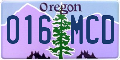 OR license plate 016MCD