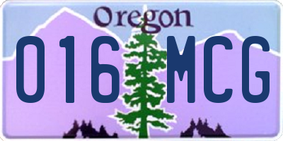OR license plate 016MCG