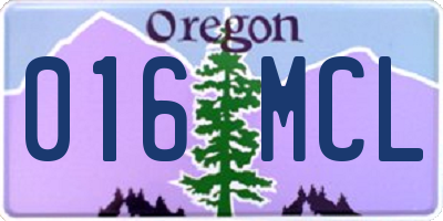 OR license plate 016MCL