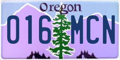 OR license plate 016MCN