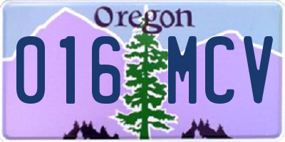 OR license plate 016MCV