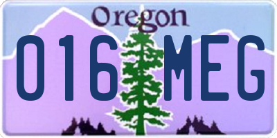 OR license plate 016MEG