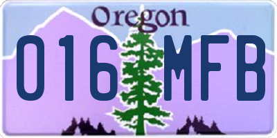 OR license plate 016MFB