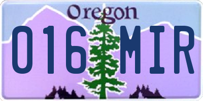OR license plate 016MIR