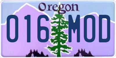 OR license plate 016MOD