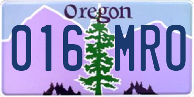 OR license plate 016MRO