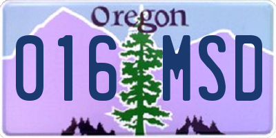 OR license plate 016MSD