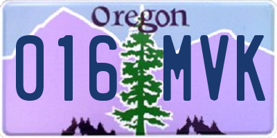 OR license plate 016MVK