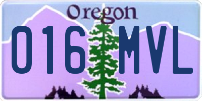OR license plate 016MVL