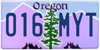 OR license plate 016MYT