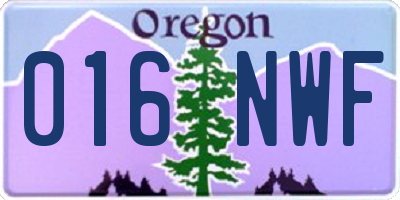 OR license plate 016NWF