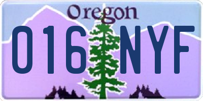 OR license plate 016NYF