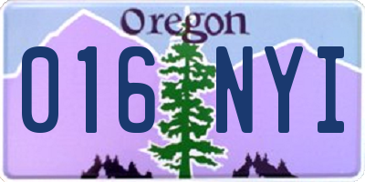 OR license plate 016NYI