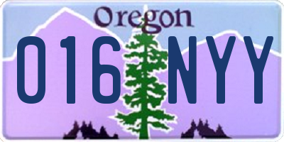 OR license plate 016NYY