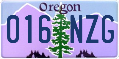 OR license plate 016NZG