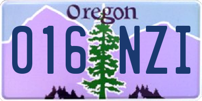 OR license plate 016NZI