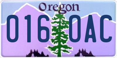 OR license plate 016OAC