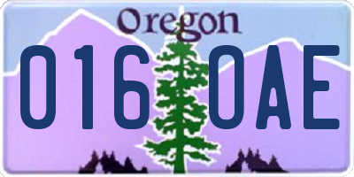 OR license plate 016OAE
