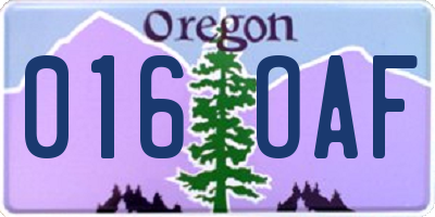 OR license plate 016OAF