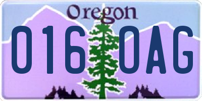 OR license plate 016OAG