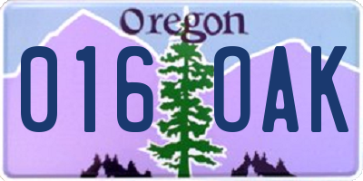 OR license plate 016OAK