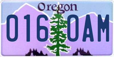 OR license plate 016OAM